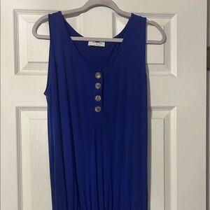 Blue Sleeveless Button-Down Jumper